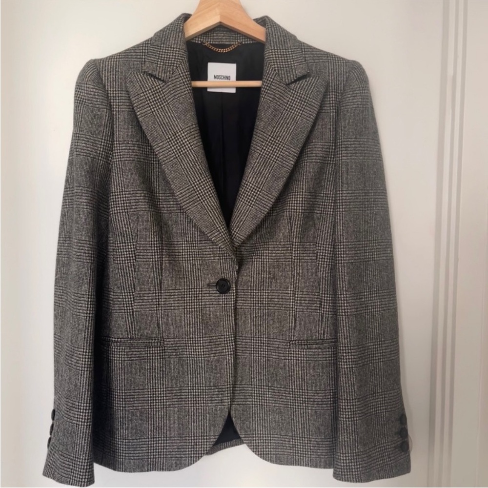 Moschino Women's Gray Plaid Blazer